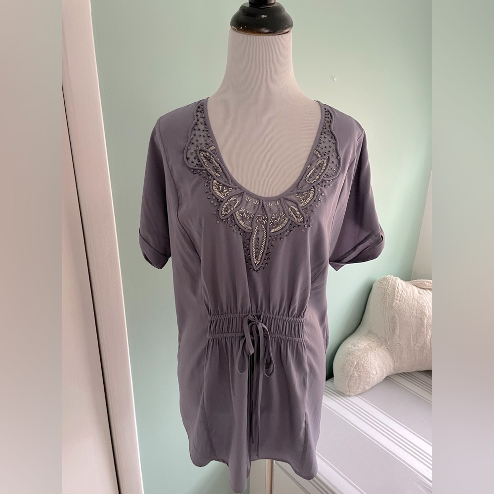Banana Republic beaded cinch waist top